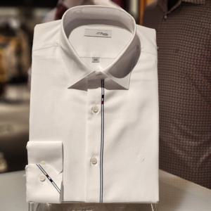 듀퐁셔츠 SE4SM21LS308SWH 컴포터블 라인 120수 삼색자수 포인트 화이트 슬림 핏 셔츠