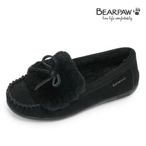 [베어파우(슈즈)]SYLVIA 여성 소가죽 양모 모카신 K2434001QD-W 블랙 2센치