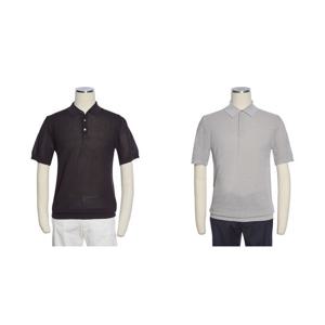 [레노마캐주얼]봄,여름 슬림핏 블랙,그레이 단추 카라반팔티 RQFPKT99GRDL