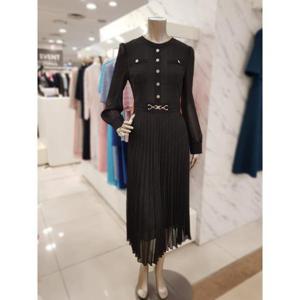 미니멈 세이브존01 라운드넥 플리츠 쉬폰 롱 원피스 MXBAWO4110