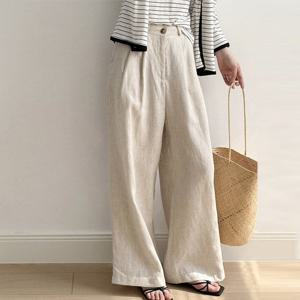 [헤레이스]솔리드 린넨 통팬츠_YMSH25SS601