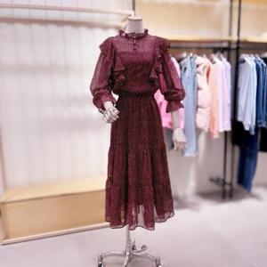 [시에로]DBSE4OPF270_쉬폰 프린트 러플 원피스