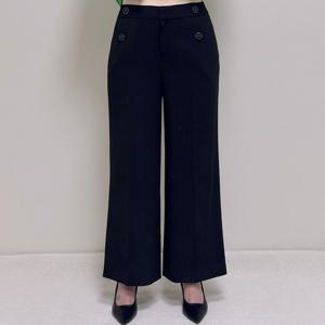 [꼼빠니아]봄여름 허리밴딩 포인트 블랙 슬랙스팬츠AFU4WPL100BK