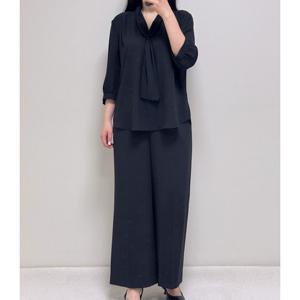 [꼼빠니아]봄여름 타이넥 블랙 7부쉬폰블라우스셔츠AFU4WRB100BK