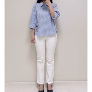 [꼼빠니아]봄여름 루즈핏7부 스트라이프 프린팅셔츠AFU4WRC120BL