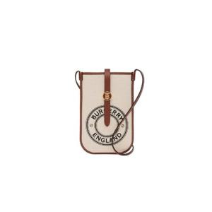 버버리 로고 그래픽 캔버스 앤 핸드폰 스트랩 케이스 화이트 탄 8040877