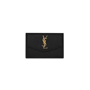 생로랑 그랑 드 뿌드르 엠보스드 레더 골드 모노그램 업타운 카드 케이스 블랙 582305-1GF0J-1000