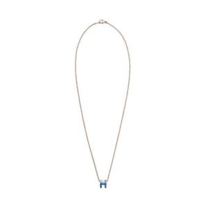 에르메스 미니 팝아슈 펜던트 로즈 골드 하드웨어   블루 사튀르 H147992FO73