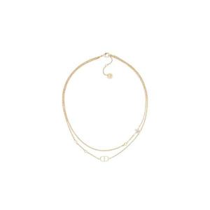 디올 쁘띠 CD 더블 네클리스 골드 피니쉬 메탈   화이트 크리스탈 N1155PMTCY-D301