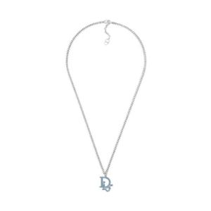 디올 오블리크 펜던트 네클리스 실버 피니쉬 브래스 앤 레진 실버 블루 N3202HOMMT-D014