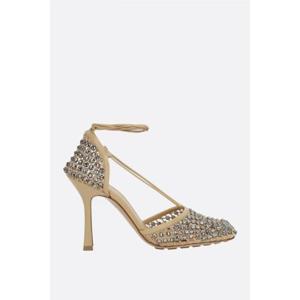 BOTTEGA VENETA Sparkle Stretch crystal-embellished mesh and leather sandals 667206V0GU12624