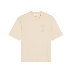 아미 톤온톤 하트 로고 오가닉 코튼 저지 티셔츠 화이트 크림 HTS055-726-136