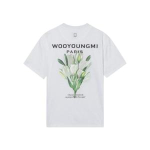 우영미 플라워 프린트 백로고 티셔츠 화이트   22SS W221TS10701W