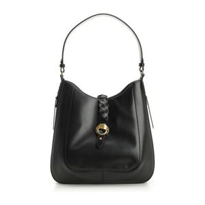 이자벨마랑 블랙 가죽 브레이디드 스트랩 숄더 백 25EPP0353FA