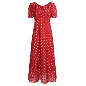 샵앤) 여성 도트 피터팬 카라 뒷지퍼 땡땡이 A라인 롱원피스 EGG-WDR-20746-레드
