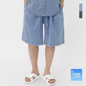 [스콰즈]스콰즈 남자 냉감 스판 반팔 데님 반바지 SYHP004