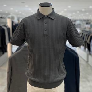 [지오지아]워셔블 세로 조직 반팔 니트 티셔츠_ABF2ET1104_GR_DG