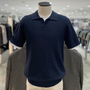 [지오지아]워셔블 슬럽 카라 니트 티셔츠_ABF2ET1105_NV_DG