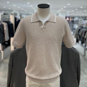 [지오지아]워셔블 슬럽 카라 니트 티셔츠_ABF2ET1105_BE_DG