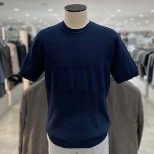 [지오지아]코튼 크로셰 블록 반팔 니트티_AAF2ER1102_NV_DG