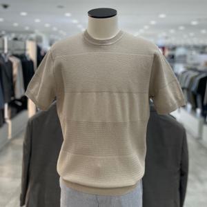 [지오지아]코튼 크로셰 블록 반팔 니트티_AAF2ER1102_BE_DG