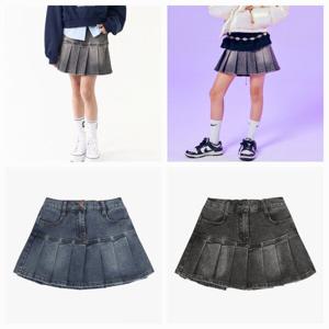 [더데이걸]ㅇ데님 플리츠 스커트 TGWH24W03
