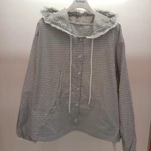 Latium HC06 팔뚝품편한 체크레이스 주머니 점퍼형 후드 긴팔 면 블라우스 T2531bl15I