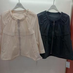 Latium HC06 짧은 스판 구김없고 품넉넉한 밑단스트링 집업 7부 라운드 점퍼 T2553jp01