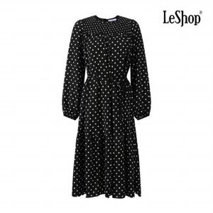 [르샵] 스모크 넥 라인 도트 패턴 리본 원피스 (BP9OP019A)