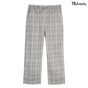[TBJ]여성 9부 세미와이드 올밴딩 체크 슬랙스(T182PT730P)