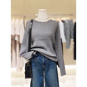 [숲]라운드 꽈배기 니트 SBRLK90