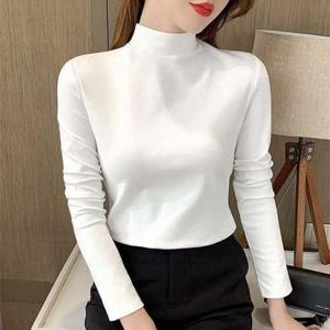 여성 기모 하프 일상 슬림핏 목폴라티