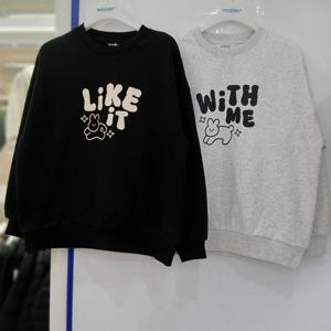 [에꼴리에][모다부평]퍼니 일러스트 루즈핏 맨투맨티/25D5452/BK