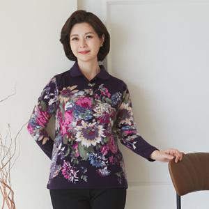 엄마옷 마담4060 퍼플꽃카라티셔츠 베이직한 데일리룩 여성 -ZTE2510050-