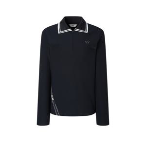 닥스 골프 여성 25FW INHERITANCE 블랙 와이드 카라 반집업 티셔츠 DNTS5D852BK