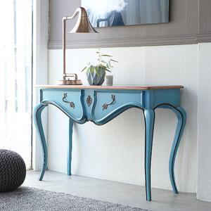 유캐슬 칸느 엔틱 콘솔 서랍장 수납장 테이블 (블루)