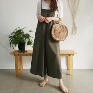 [하늘바라기]고인치 린넨 통 점프수트