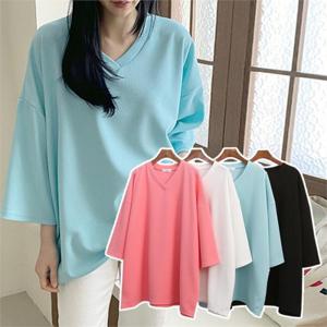 [강물처럼]위쉬몰 IL 겹브이넥오버핏7부티(G603H206) 빅사이즈 (