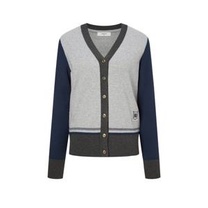 헤지스 골프 여성 24FW 그레이 여성 칼라블럭 포인트 가디건 HWSW4C612G2