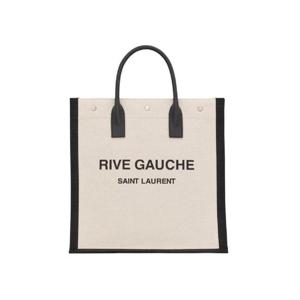생로랑 리브 고쉬 노스 사우스 토트백 프린티드 리넨 앤 레더 린 블랑 632539-FAABR-9083