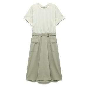 나이스클랍(N252MWO424)텍스처 블록 원피스