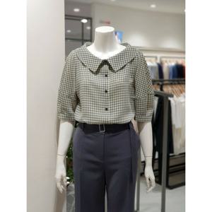 [KL] 퍼프소매 칼라 체크 블라우스 KWBLPF0100
