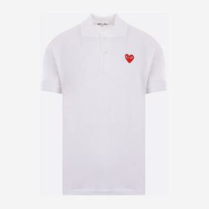 꼼데가르송 화이트 코튼 피케 폴로 셔츠 AXT006051 5WHITE
