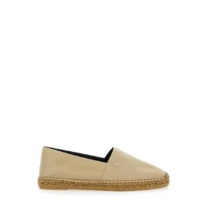 SAINT LAURENT Beige Espadrilles with Tonal Cassandre Embroidery on the Front and Almond Toe in Cotton Man 818117AADNZ9715