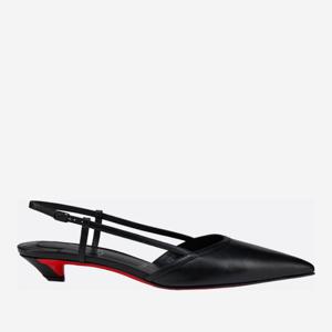크리스찬루부탱 블랙 포인티드 토 슬링백 키튼 힐 3250175 B439