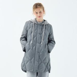 롱 길이 니트 후드 나시서스 다운 재킷 (UFKWJA46IT-GREY)