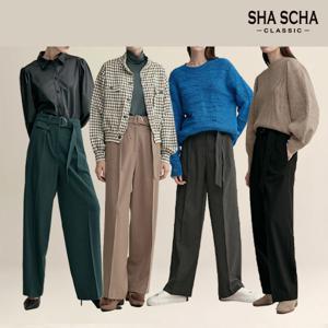 [홈쇼핑인기]샤샤 울혼방 벨티드 와이드 슬랙스 1종