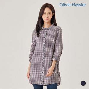 [올리비아하슬러] 체크시어서커롱블라우스_OHAFJK204