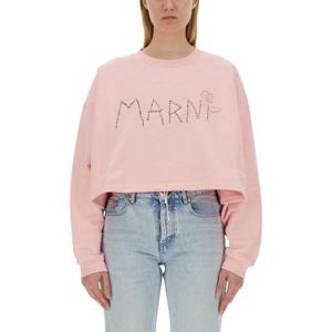 마르니 여성 연핑크 로고 크롭 스웨트셔츠 FLJE0198S1_UTC27500C16