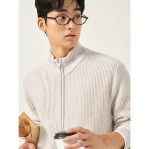 [빈폴멘] [Reedition] 립조직 집업 카디건  아이보리 (BC585AS010)